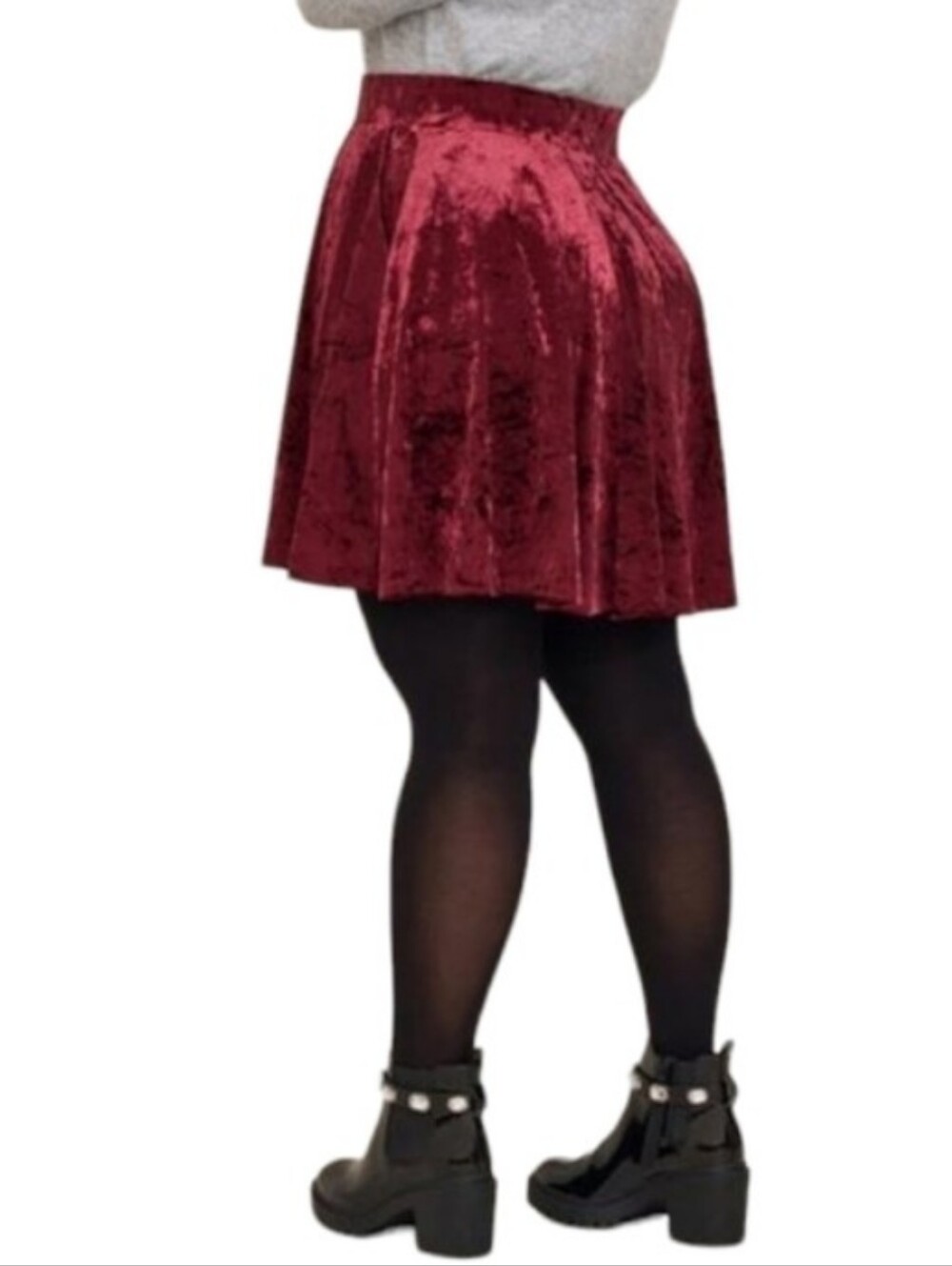 Torrid Burgundy Velvet Skater Skirt